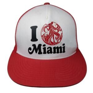 I Love Miami Snapback Trucker Hat Red One Size Adjustable The Classics Yupoong